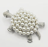 Pearl turtle brooch