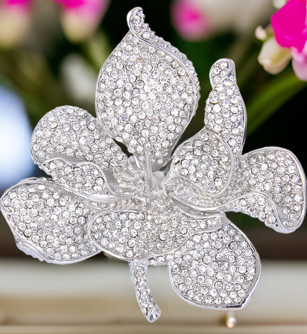 Crystal orchid brooch