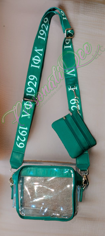 Iota Phi Lambda strap w/clear  crossbody
