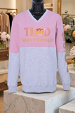Embroidered dual color v-neck sweatshirt