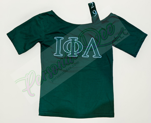 Iota embroidered cold shoulder T-shirt