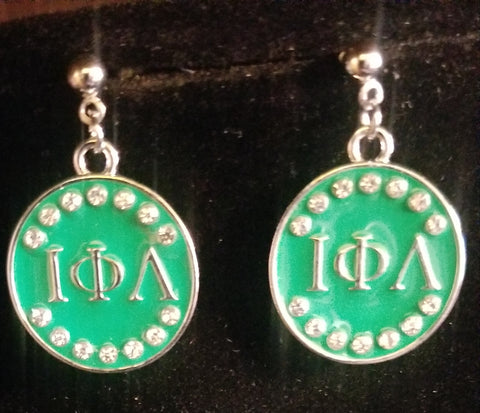 Greek letter round earrings