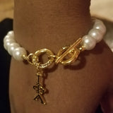 Golden links pearl bracelet