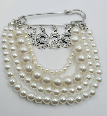 1929 pearl safety pin brooch
