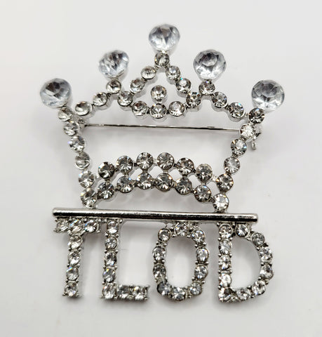 TLOD crown/letter crystal brooch