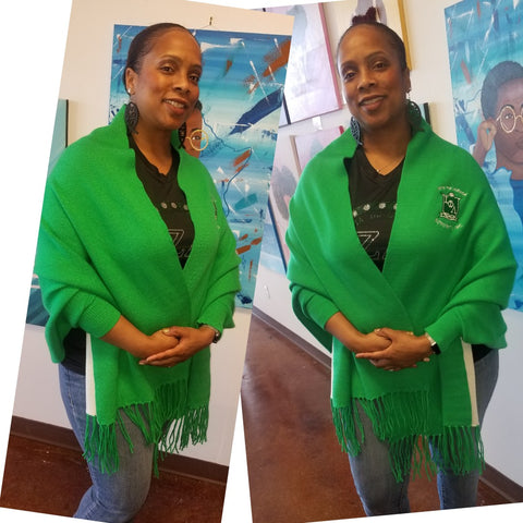 Iota  embroidered sleeved shawl