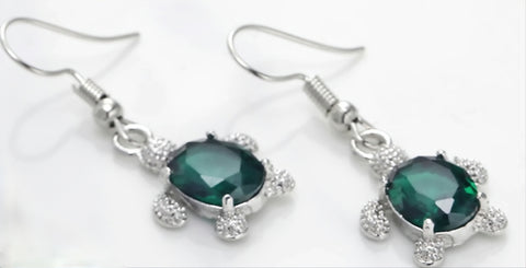 Emerald turtle earrings